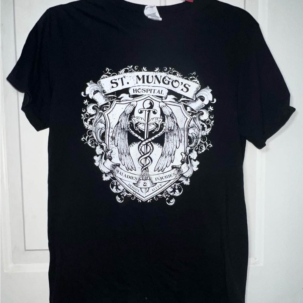 Gildan Black Tee with White Emblem